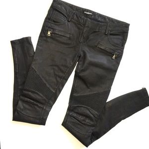 🩶 $7K BALMAIN LAMB LEATHER BIKER TROUSER PANTS 38